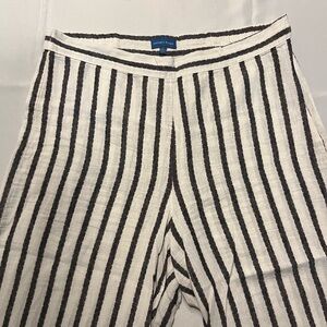 Antibes Blanc striped  women’s wide leg linen blend cropped pants